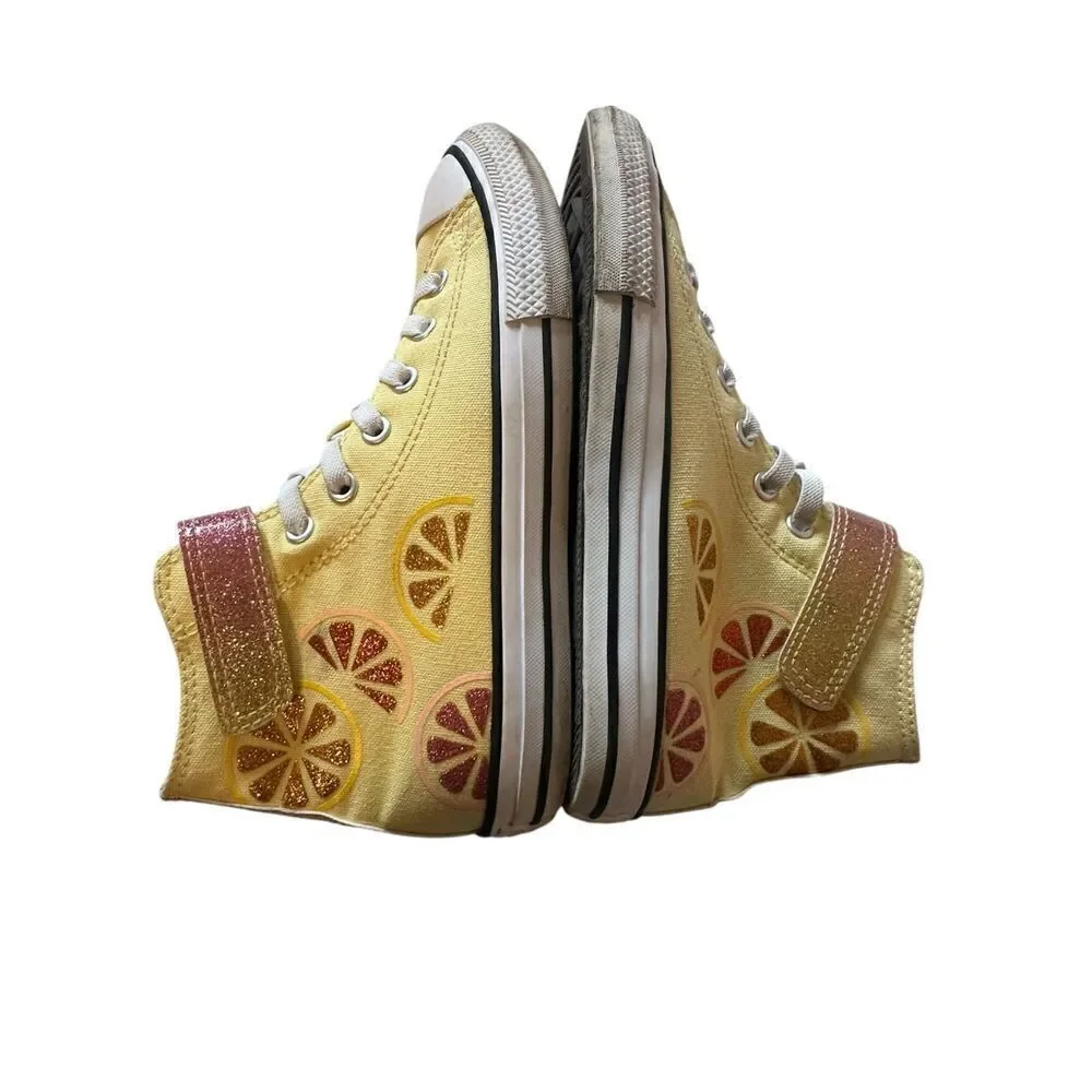 Converse Youth Yellow Citrus Print Chuck Taylor All Star High Top Sneaker Size 3